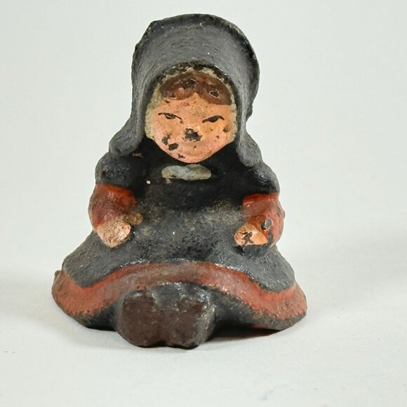 Vintage Cast Iron Amish Boy Girl Mini Figurines Rustic Primitive Decor - Picture 7 of 11